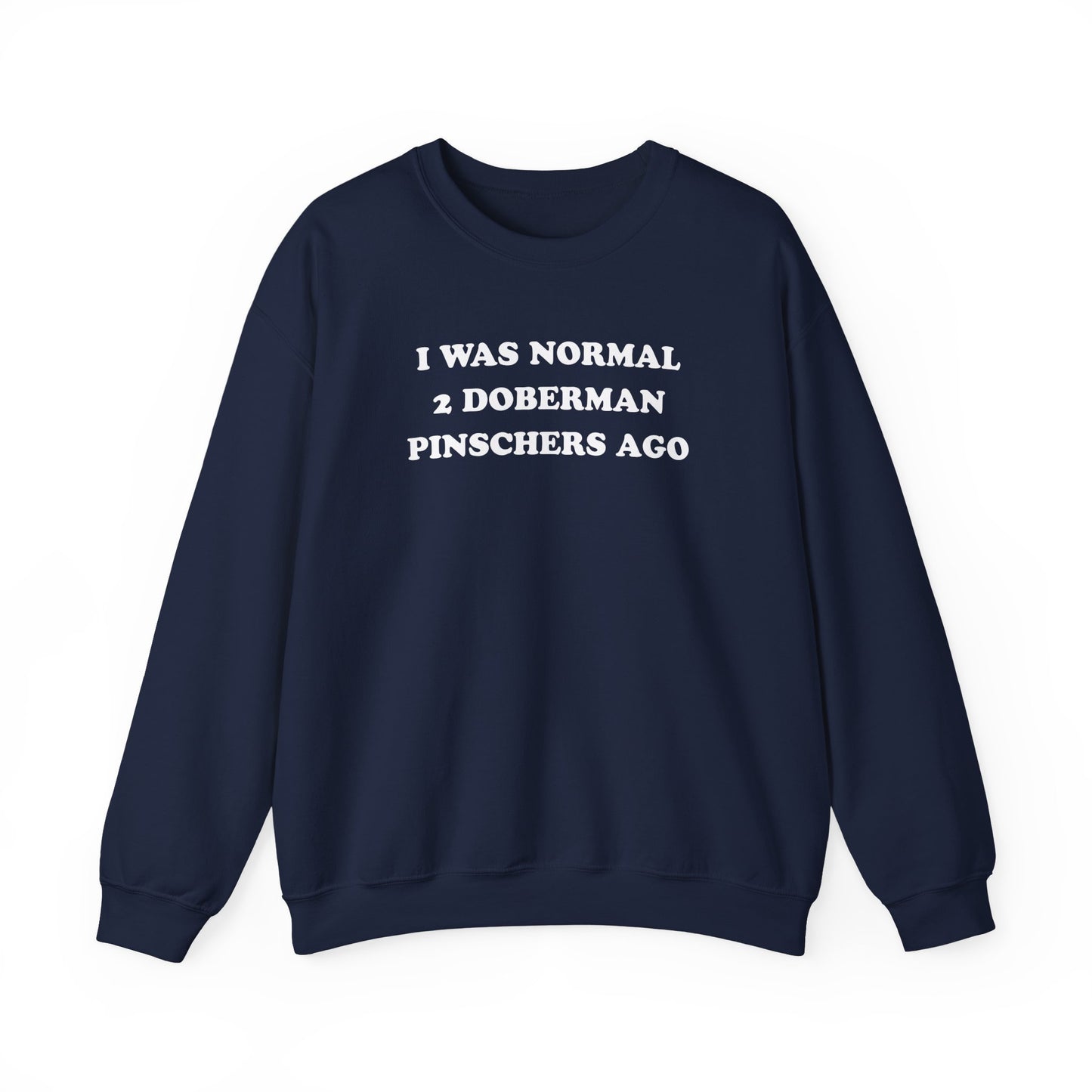 2 Doberman Pinschers Crewneck Sweatshirt Navy