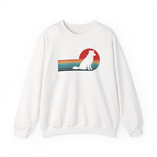 Border Collie Retro Crewneck Sweatshirt White