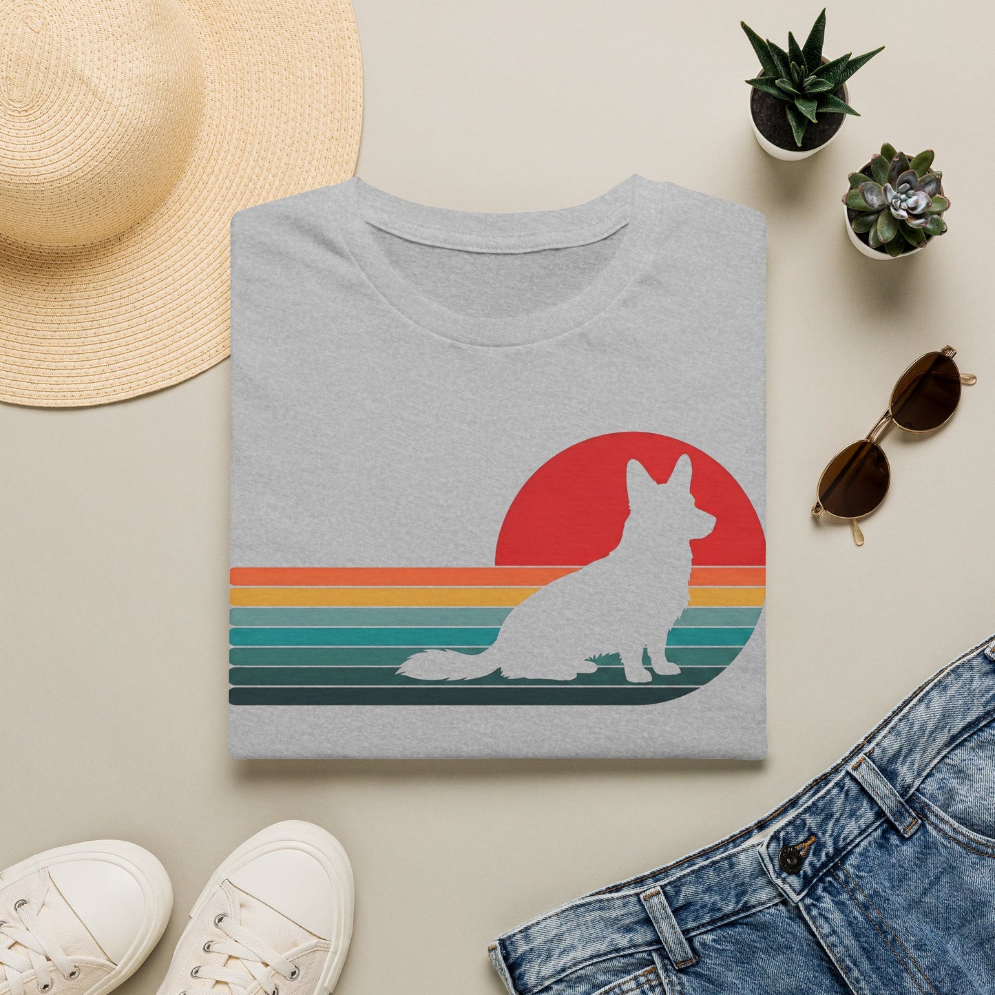 Cardigan Welsh Corgi Retro Sunset