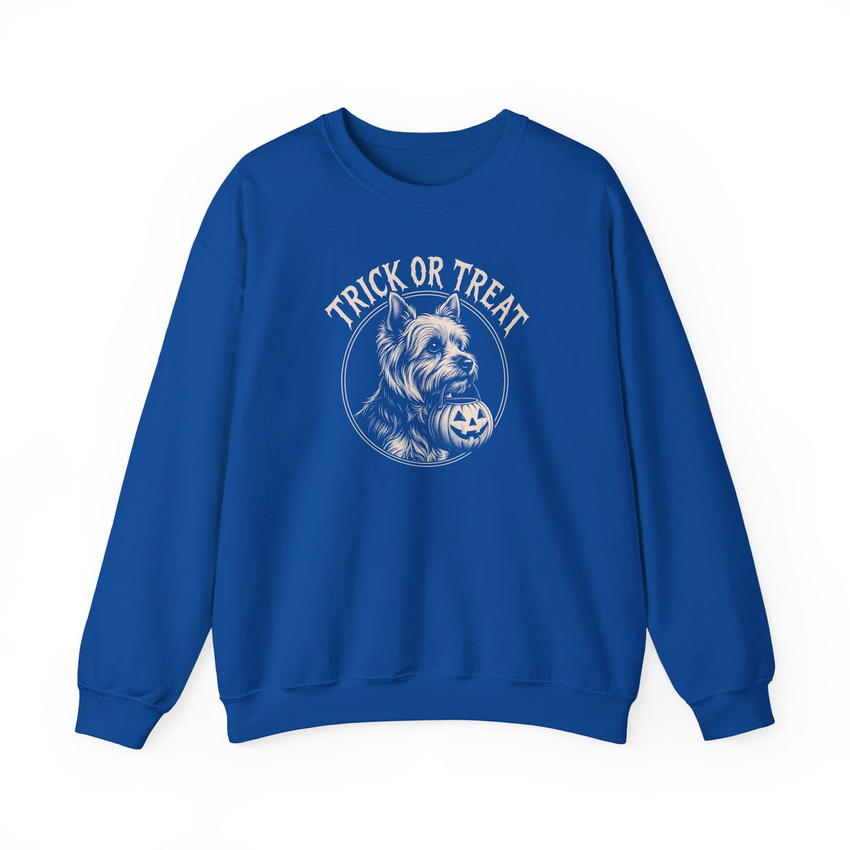 Yorkshire Terrier Trick Or Treat Crewneck Sweatshirt Royal