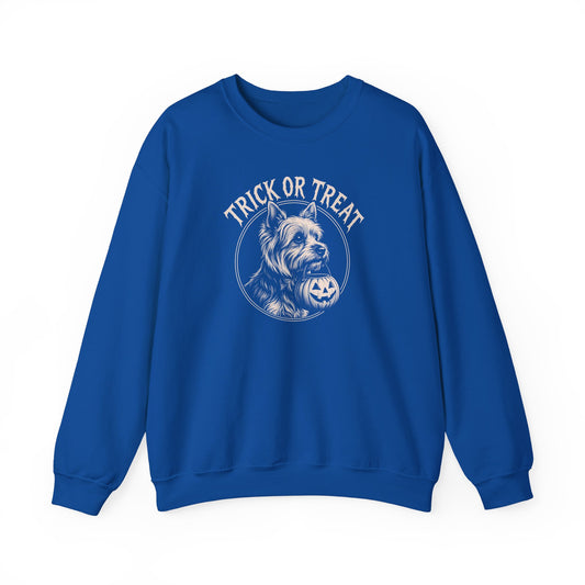 Yorkshire Terrier Trick Or Treat Crewneck Sweatshirt Royal
