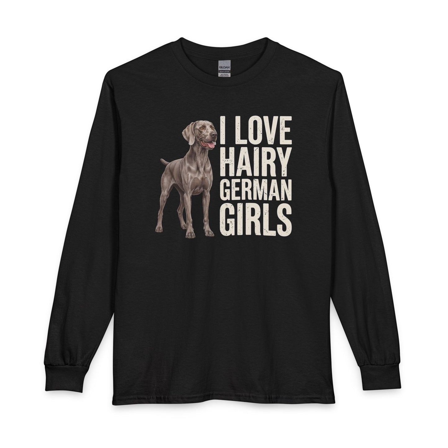 Weimaraner Hairy Girl Long Sleeve Black
