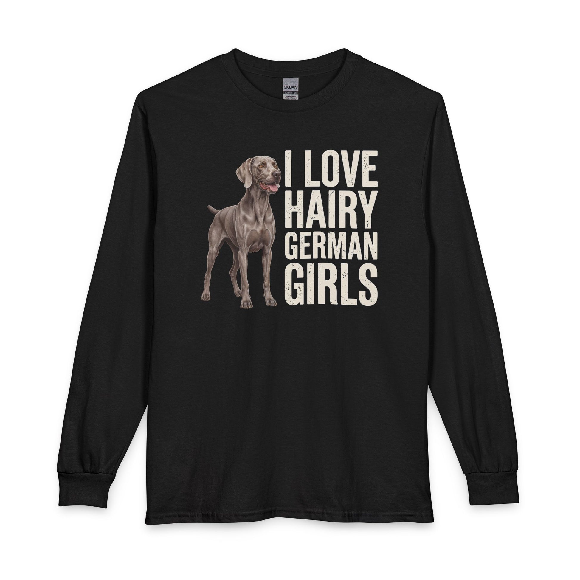 Weimaraner Hairy Girl Long Sleeve Black