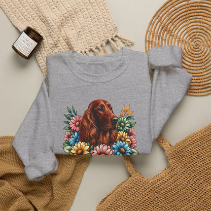 Irish Setter Flower Wreath Crewneck Sweatshirt