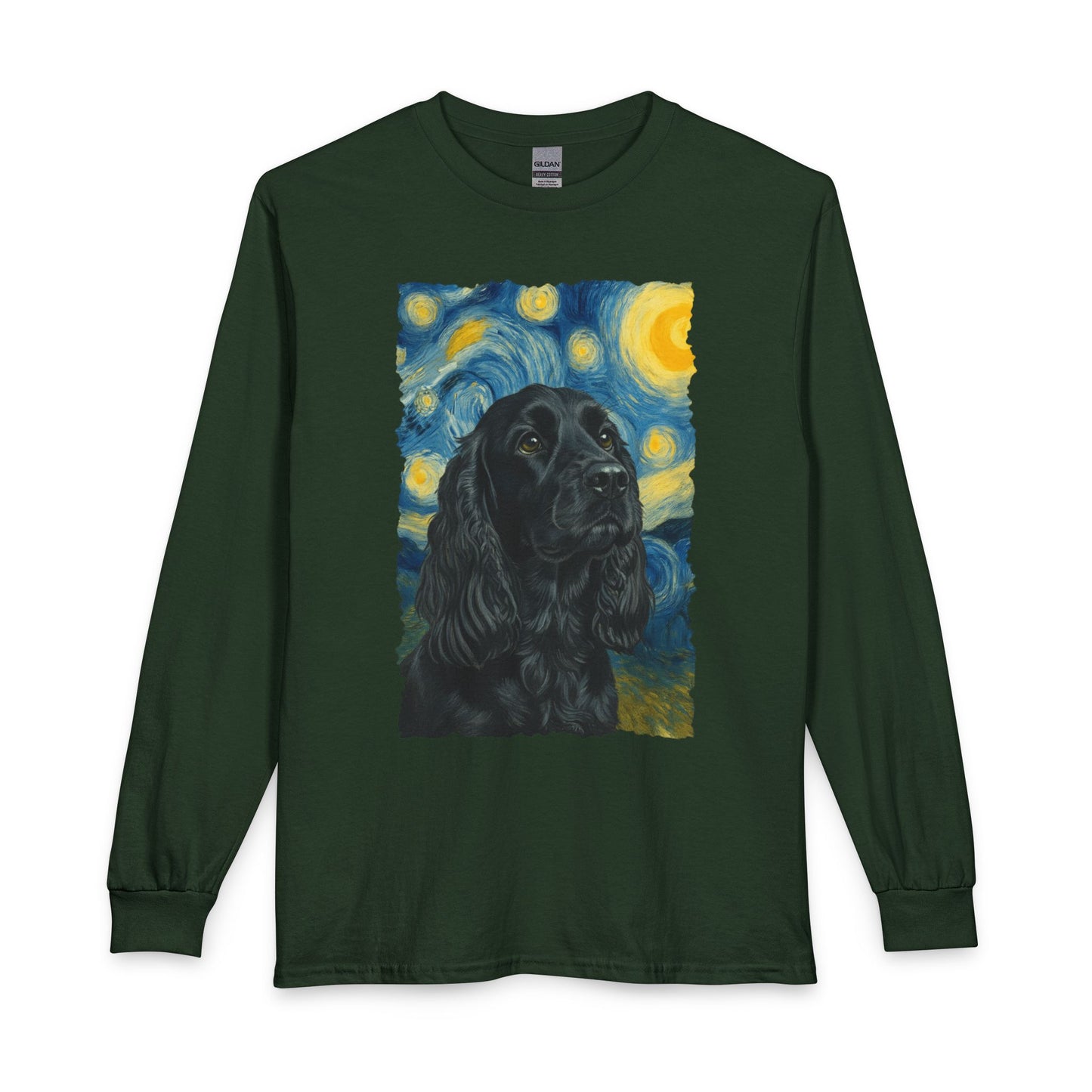 Black Cocker Spaniel Starry Night Long Sleeve
