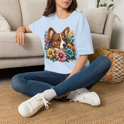 Cardigan Welsh Corgi Red Brindle Flowers