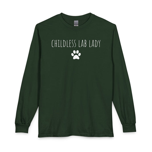 Childless Lab Lady Long Sleeve Forest Green