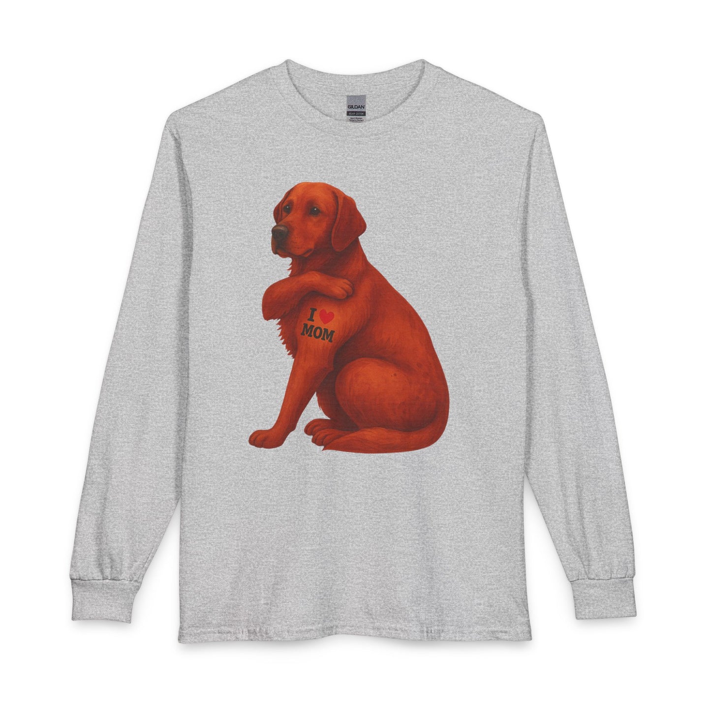 Fox Red Labrador I Love Mom Long Sleeve Sport Grey