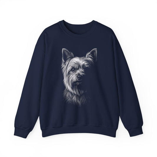 Yorkshire Terrier Engraved Crewneck Sweatshirt Navy