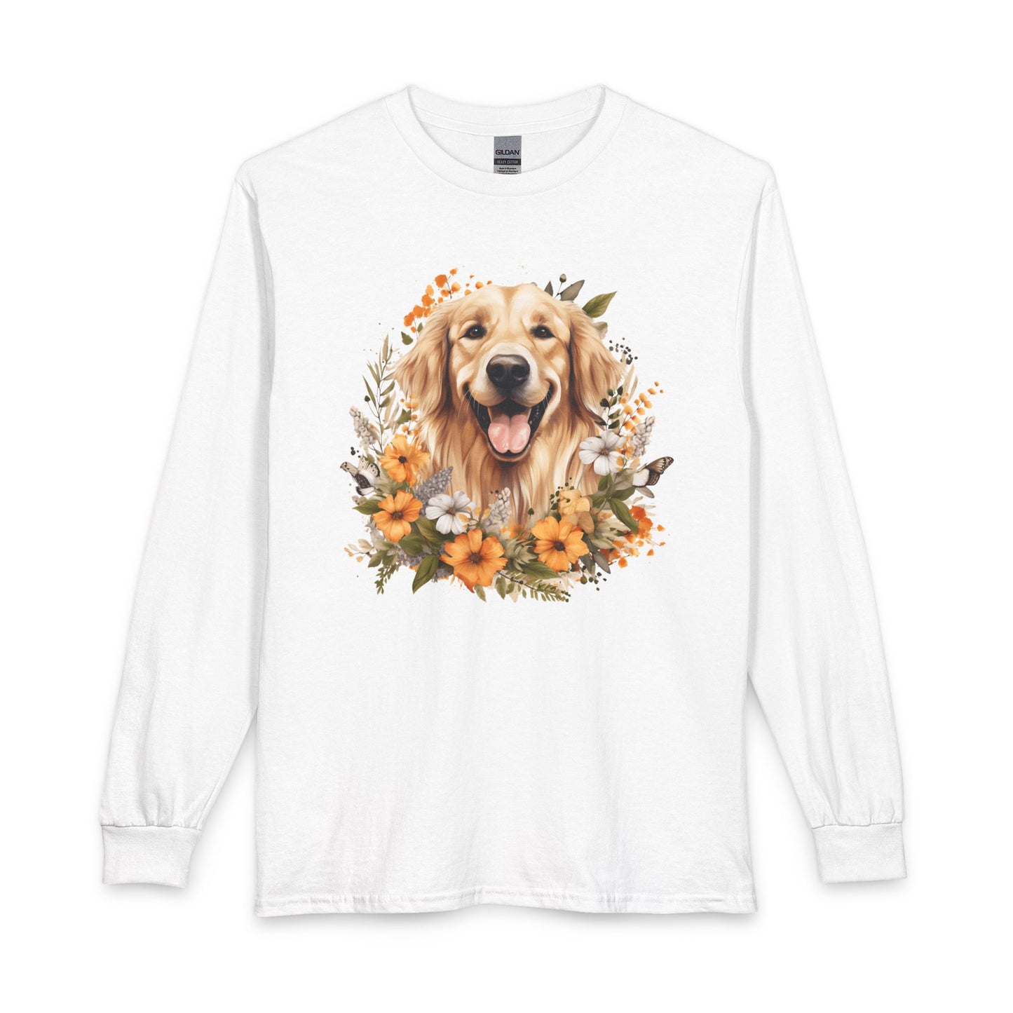 Golden Retriever Flower Watercolor Long Sleeve