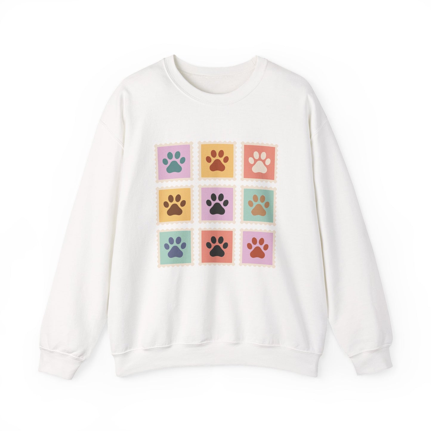 Golden Retriever Paw Stamps Crewneck Sweatshirt White