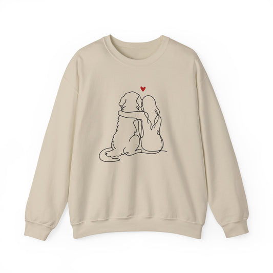 Golden Retriever and Girl Pink Crewneck Sweatshirt