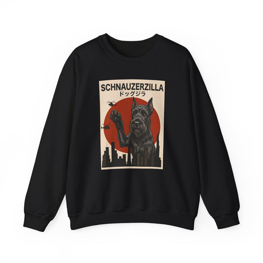 Schnauzer Schnauzerzilla Crewneck Sweatshirt Black
