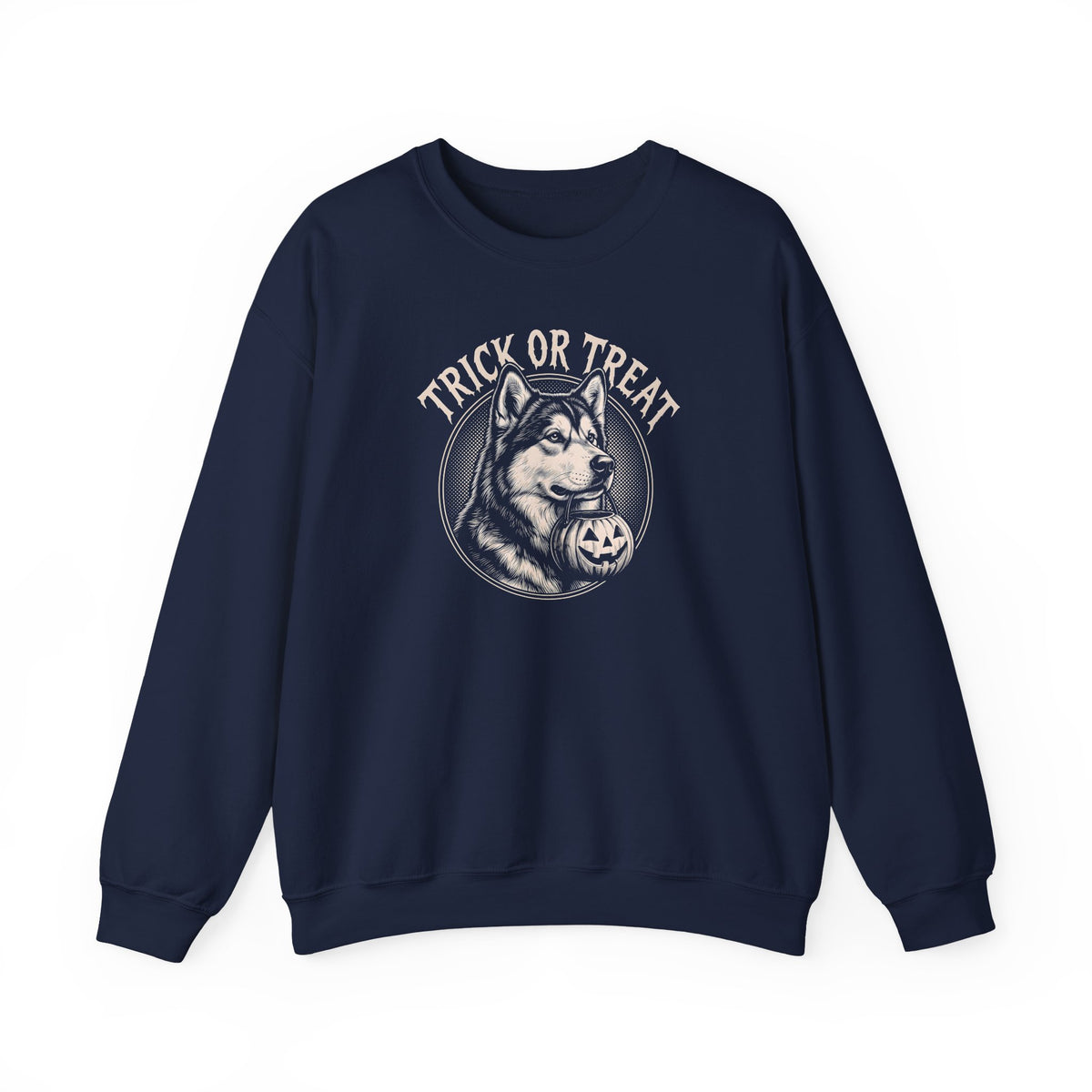 Alaskan Malamute Trick Or Treat Crewneck Sweatshirt