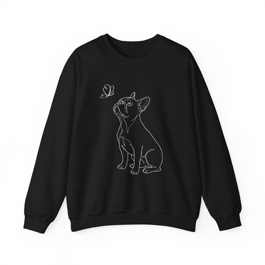 French Bulldog Line Art Crewneck Sweatshirt Black