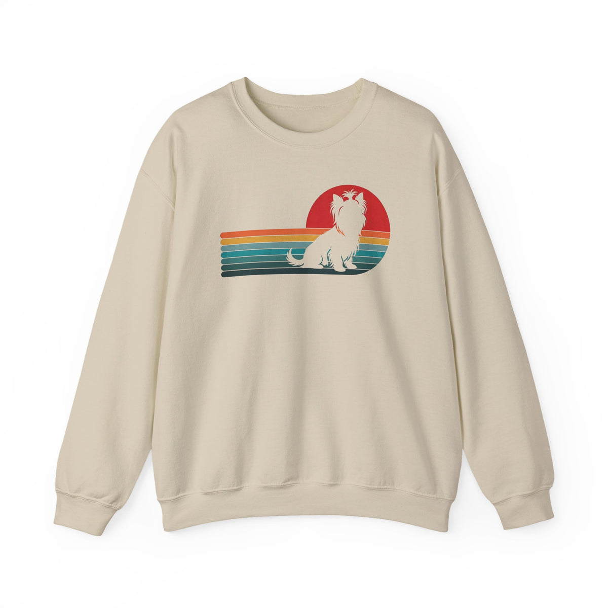 Yorkshire Terrier Retro Sunset Crewneck Sweatshirt Sand