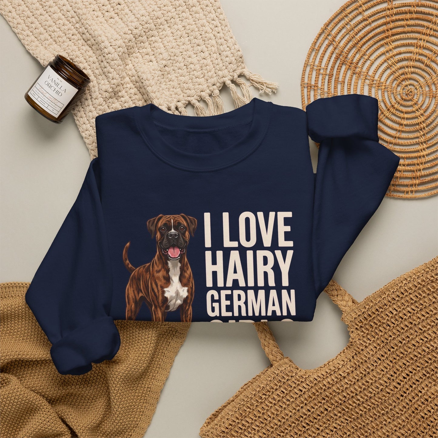 Brindle Boxer Hairy German Girls Crewneck Sweatshirt