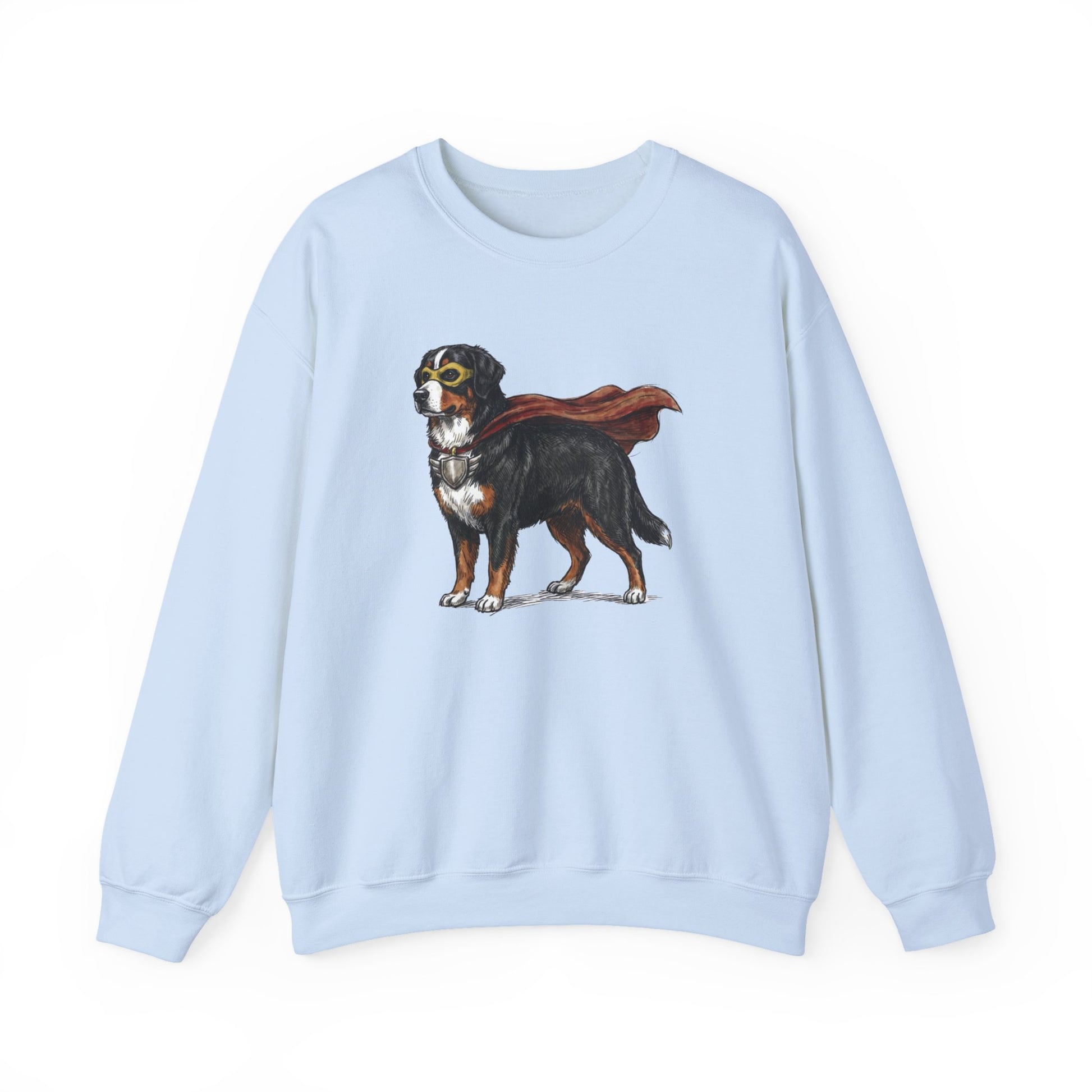 Bernese Mountain Dog Superhero Crewneck Sweatshirt Light Blue