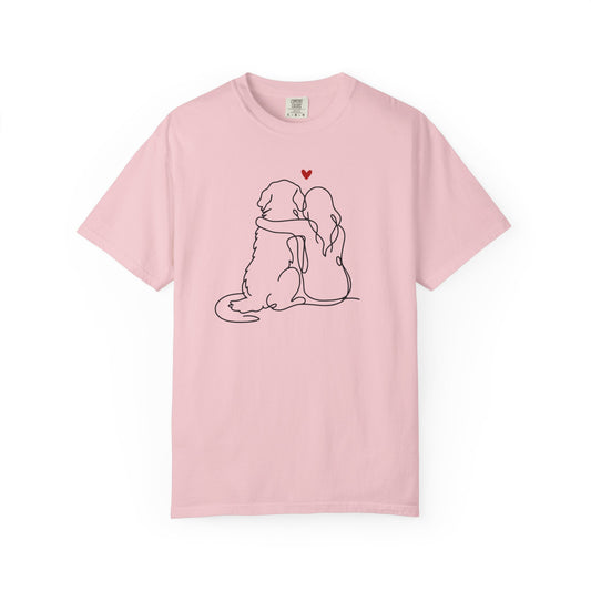 Golden Retriever and Girl Pink Premium Tee Blossom