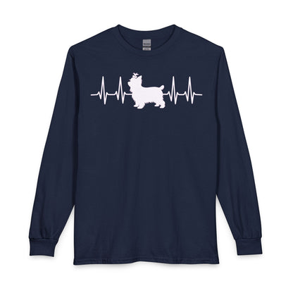Yorkshire Terrier Heartbeat Long Sleeve Navy