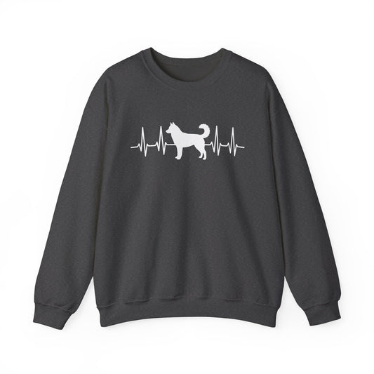 Husky Heartbeat Crewneck Sweatshirt Dark Heather