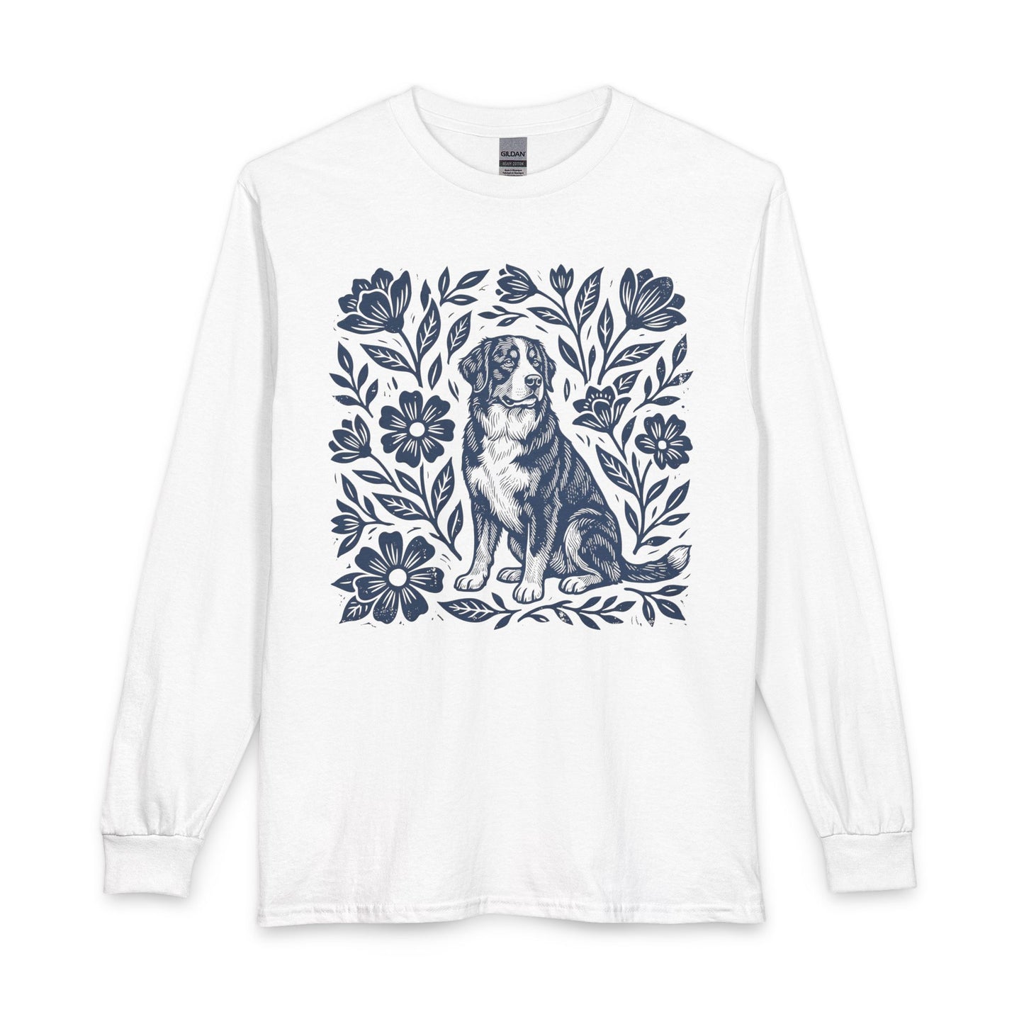 Bernese Mountain Dog Linocut Long Sleeve