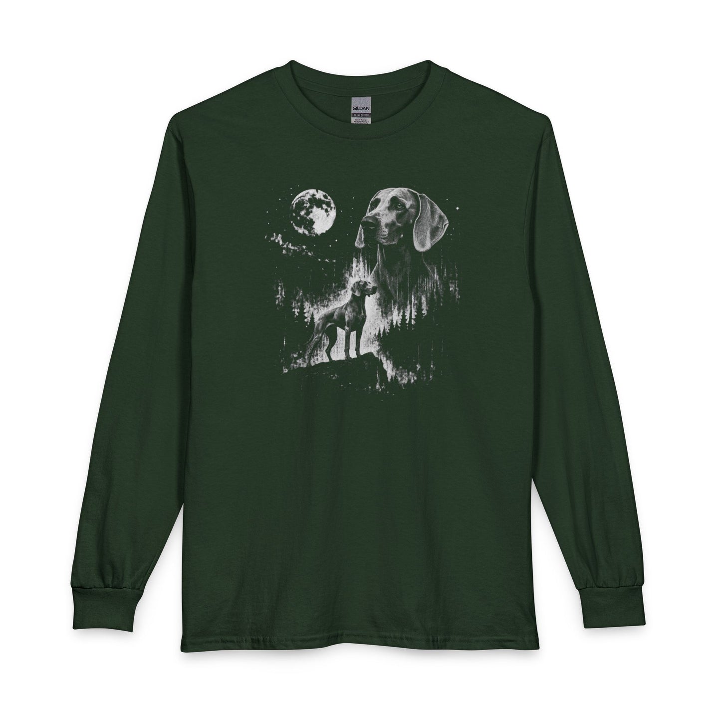 Weimaraner Moon Long Sleeve Forest Green