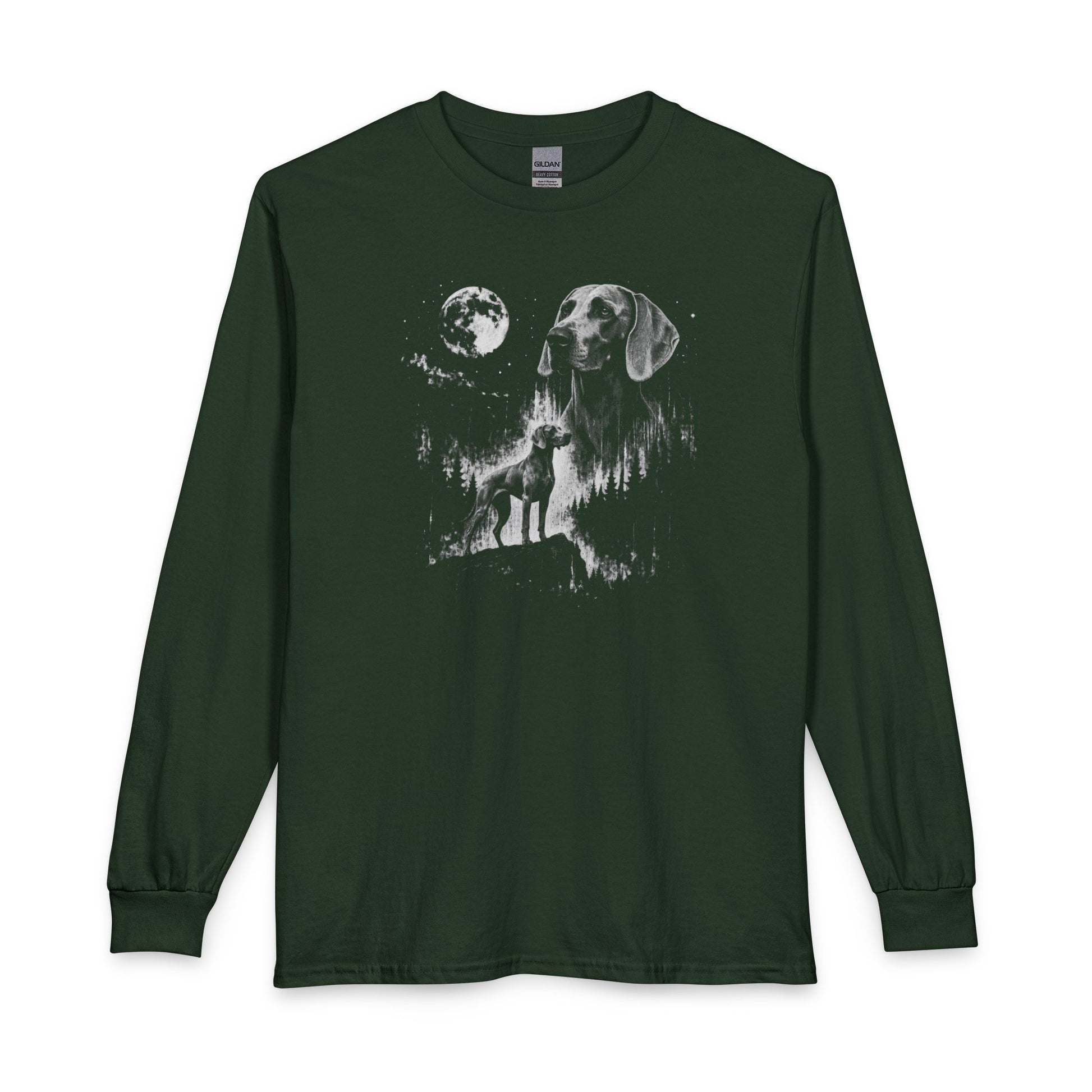 Weimaraner Moon Long Sleeve Forest Green