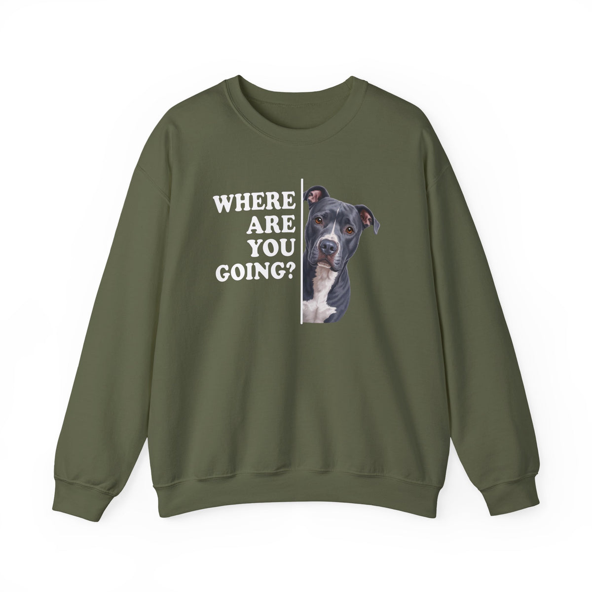 Pitbull Blue Where Are You Going Crewneck Sweatshirt