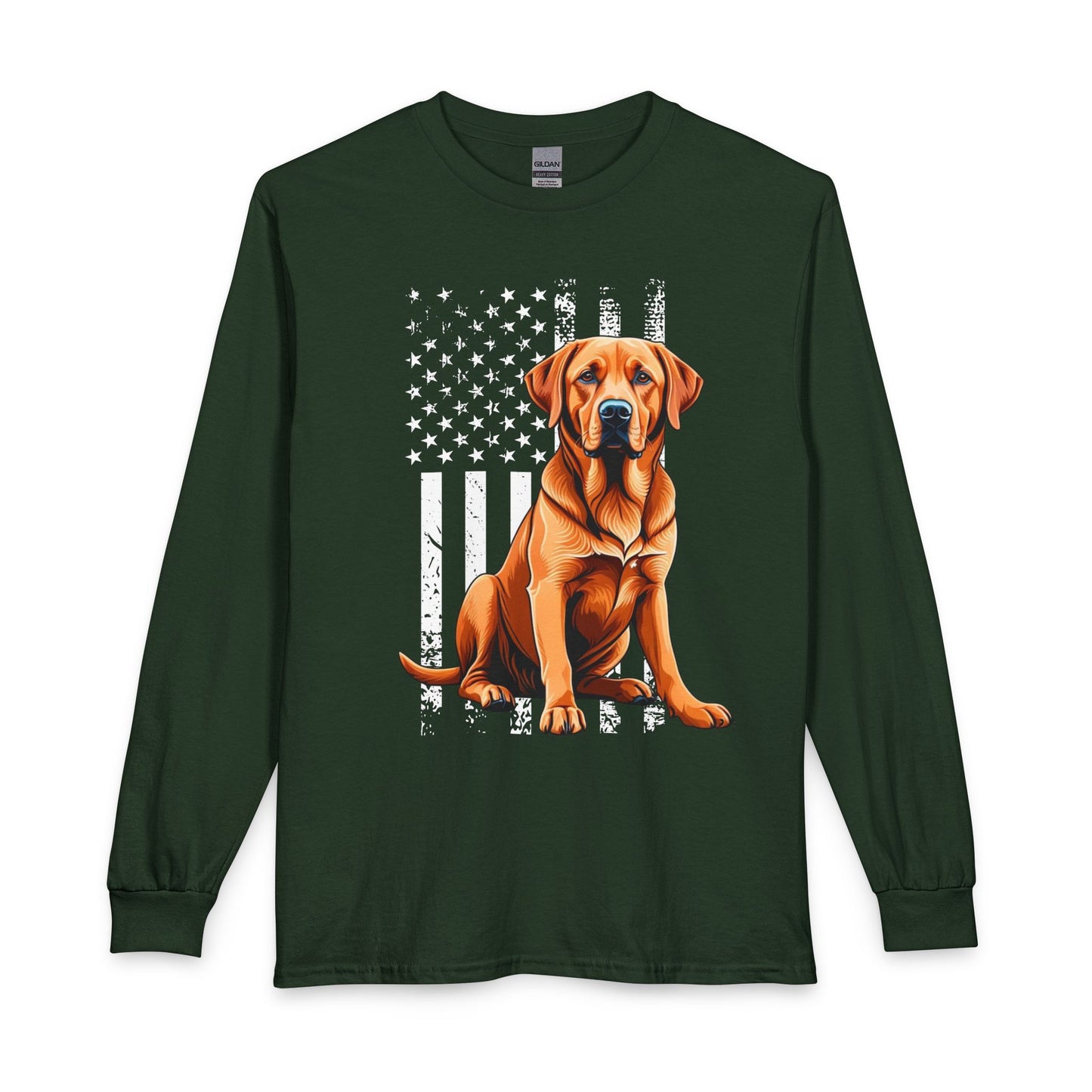 Fox Red Labrador USA Flag Long Sleeve