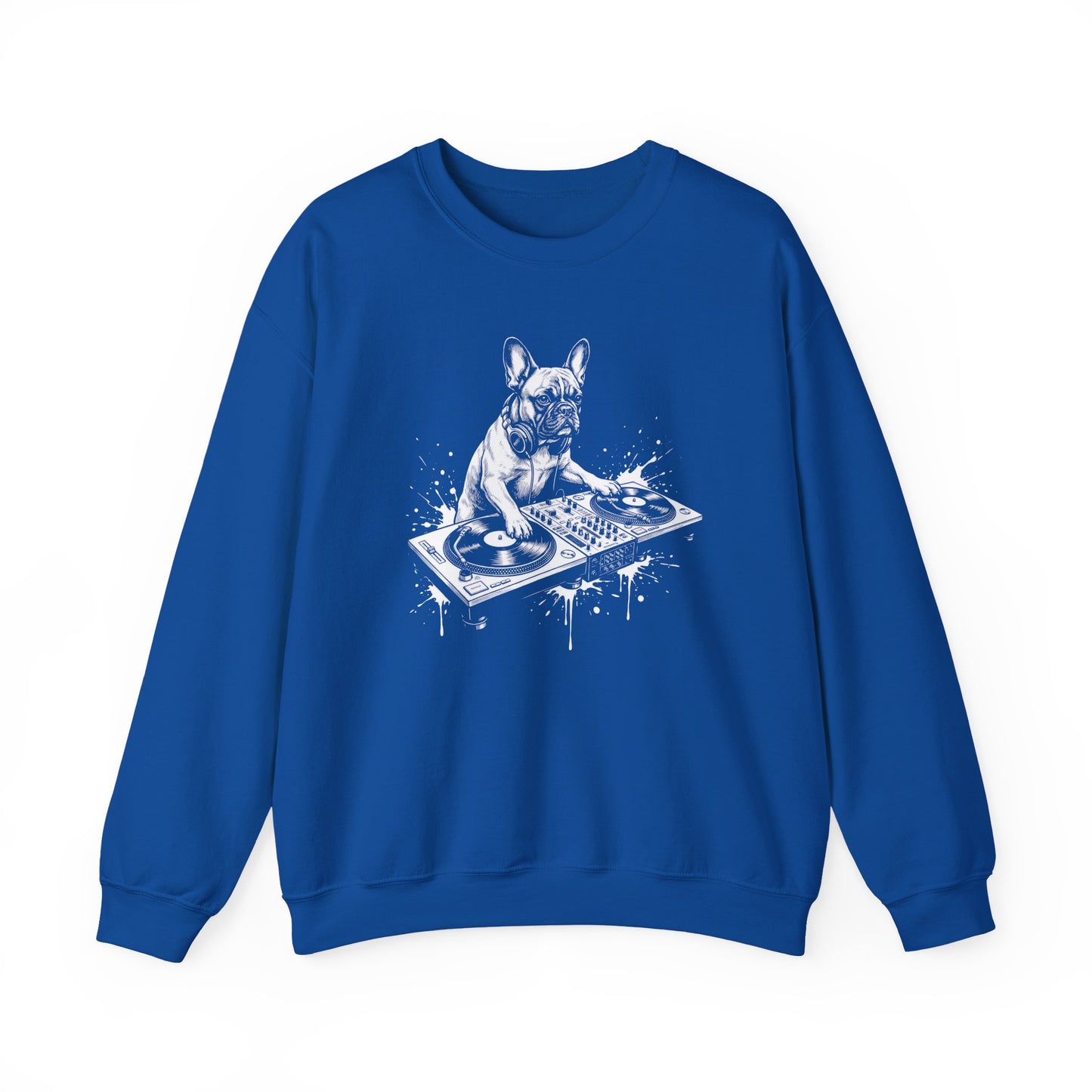 French Bulldog DJ Crewneck Sweatshirt Royal