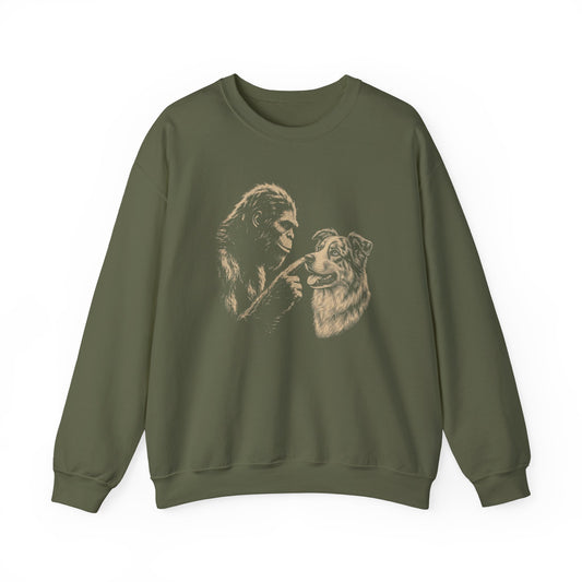 Bigfoot Boops Australian Shepherd Crewneck Sweatshirt