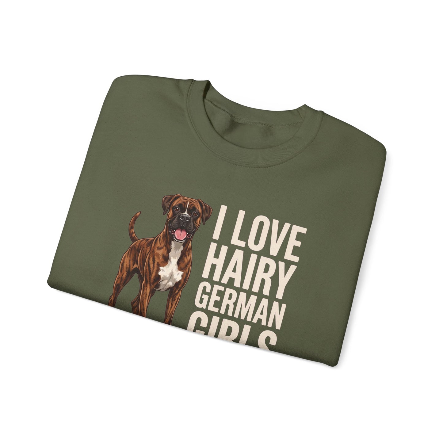 Brindle Boxer Hairy German Girls Crewneck Sweatshirt