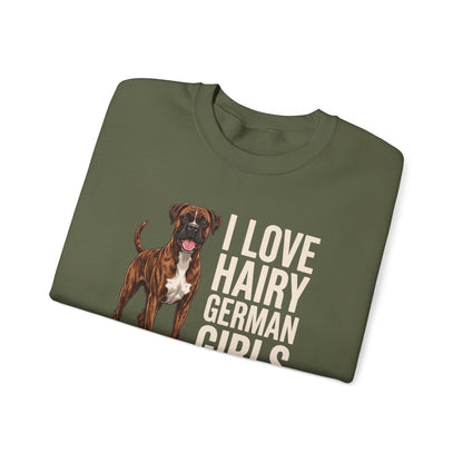 Brindle Boxer Hairy German Girls Crewneck Sweatshirt