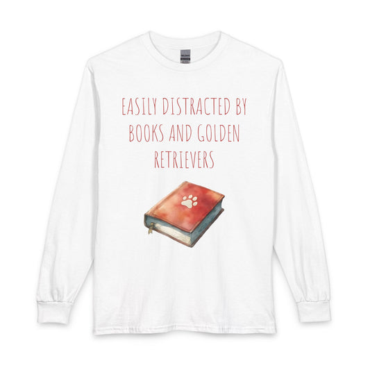 Books and Golden Retrievers Long Sleeve White