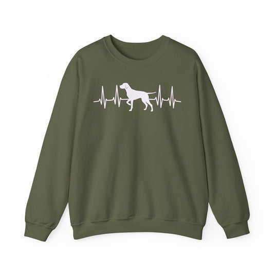 English Pointer Heartbeat Crewneck Sweatshirt Military Green
