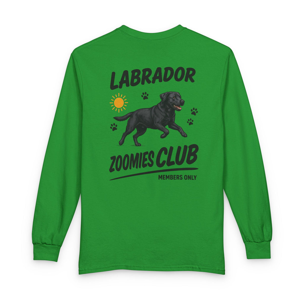 Black Labrador Zoomies Club (Back Print) Long Sleeve