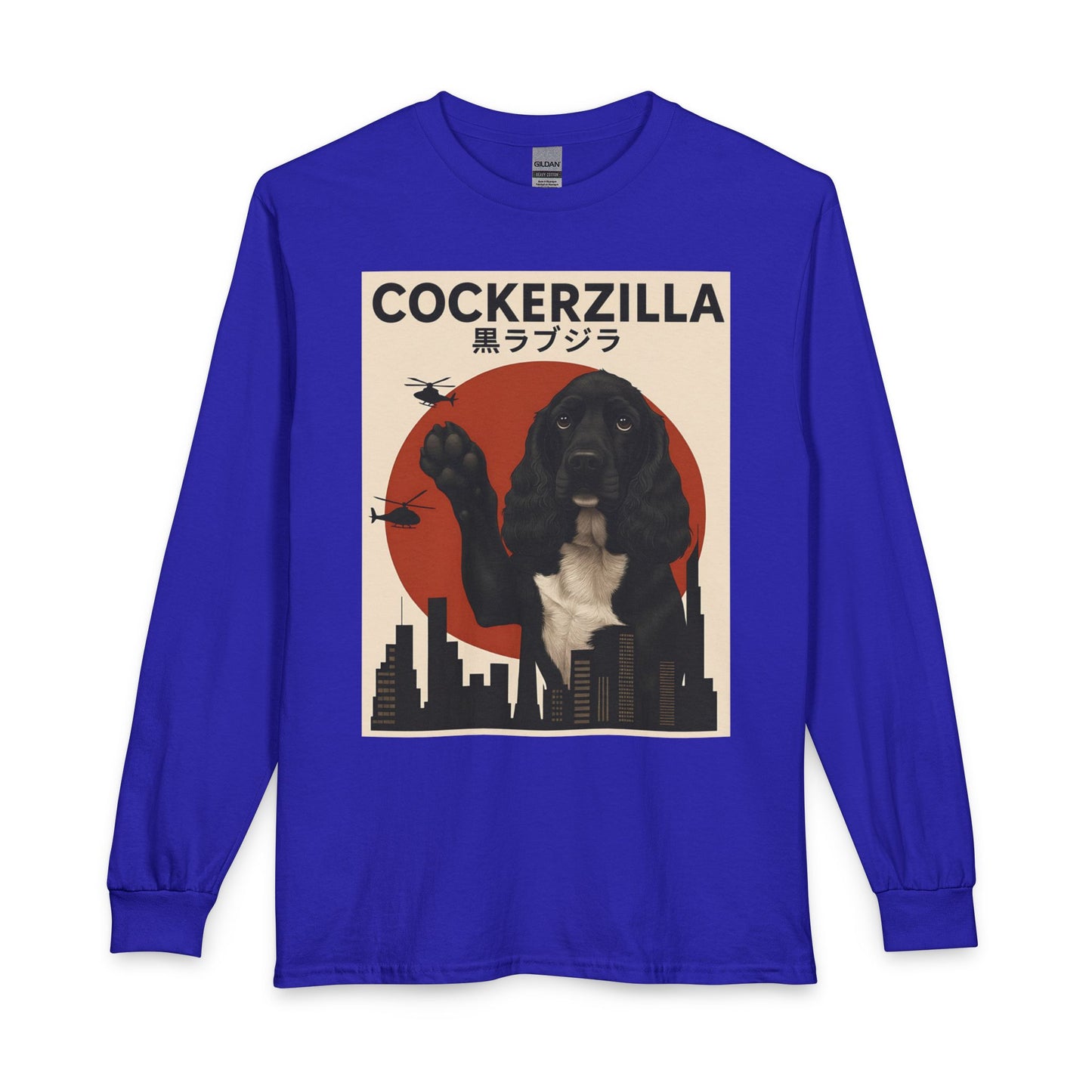 Cockerzilla Black White Cocker Spaniel Long Sleeve