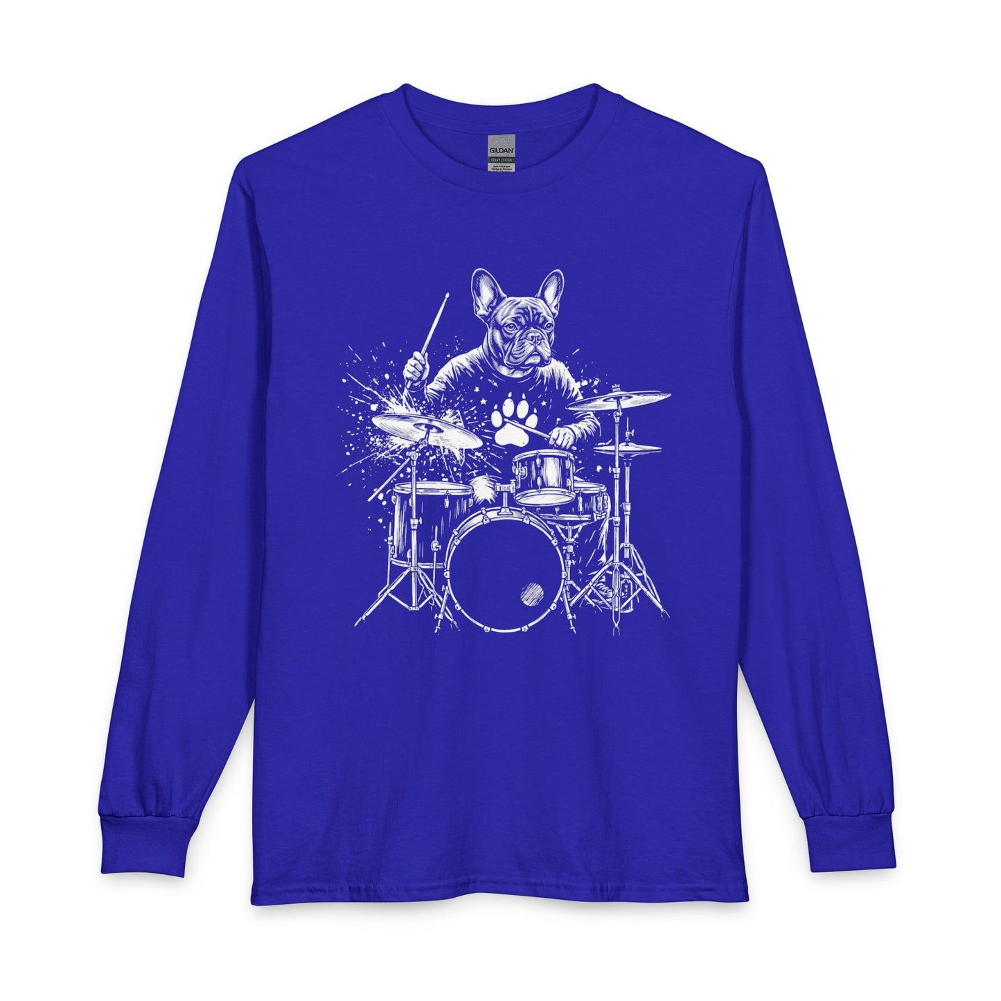 French Bulldog Drummer Long Sleeve Royal