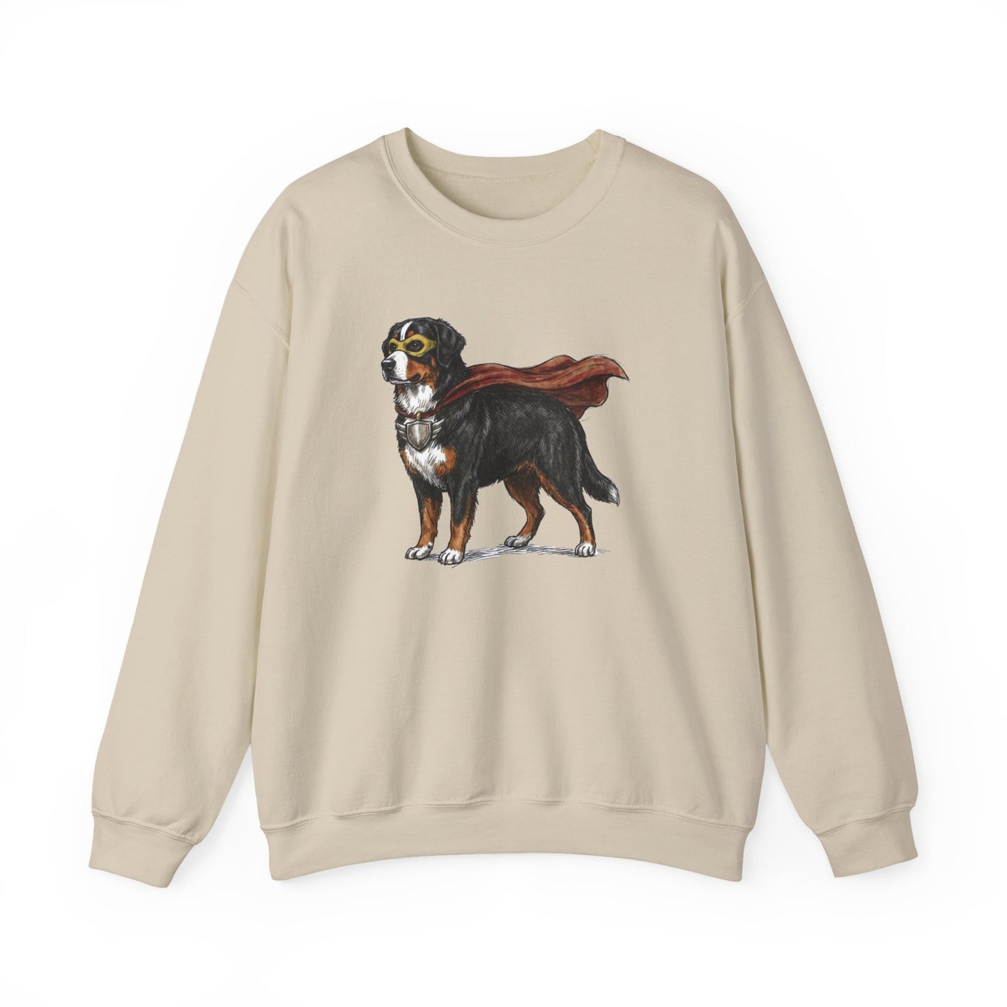 Bernese Mountain Dog Superhero Crewneck Sweatshirt Sand