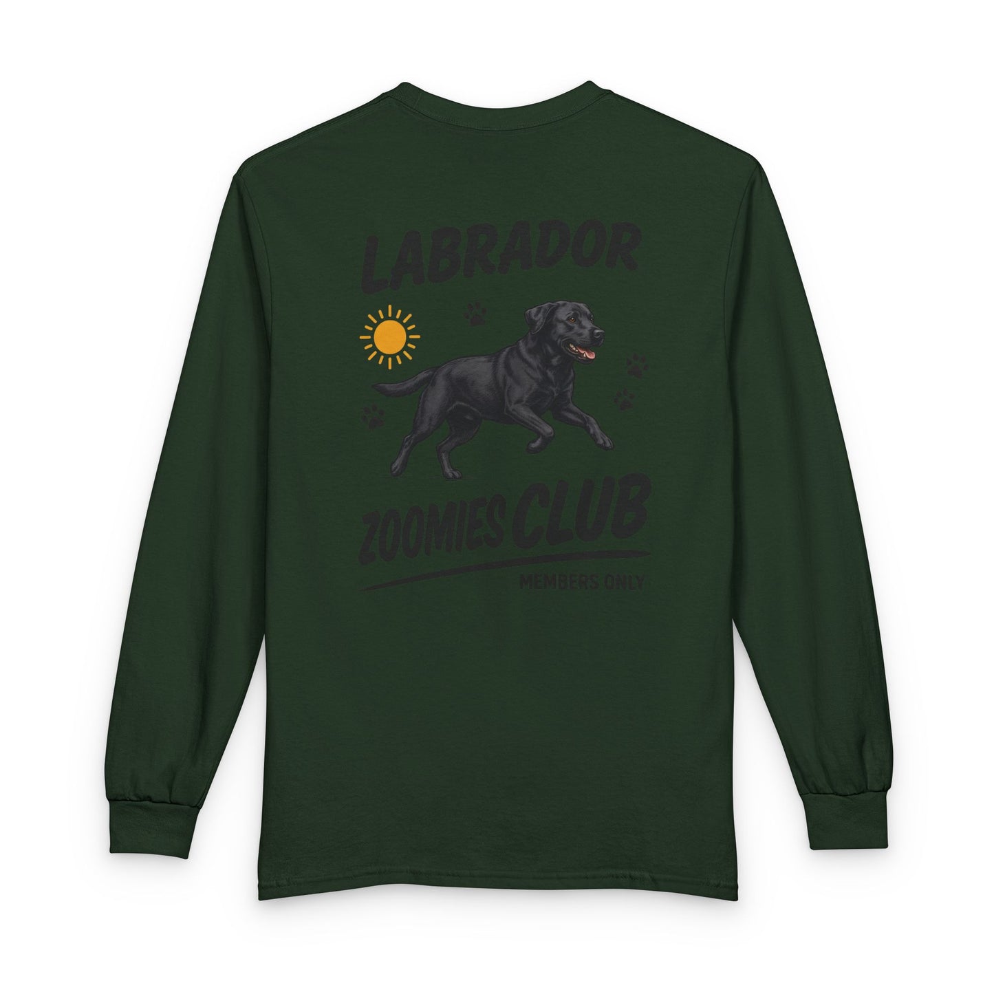Black Labrador Zoomies Club (Back Print) Long Sleeve