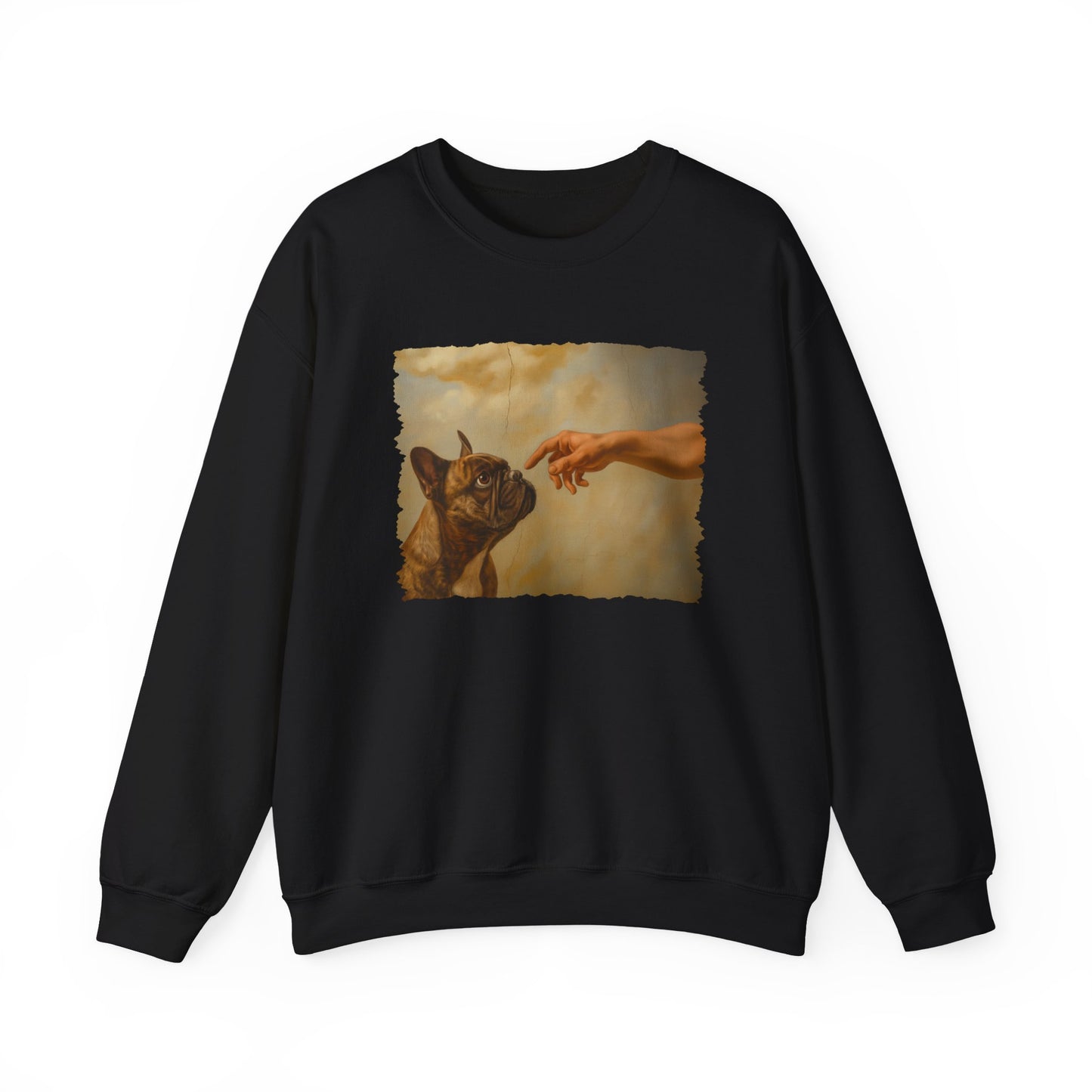 God Creates French Bulldog Crewneck Sweatshirt Black