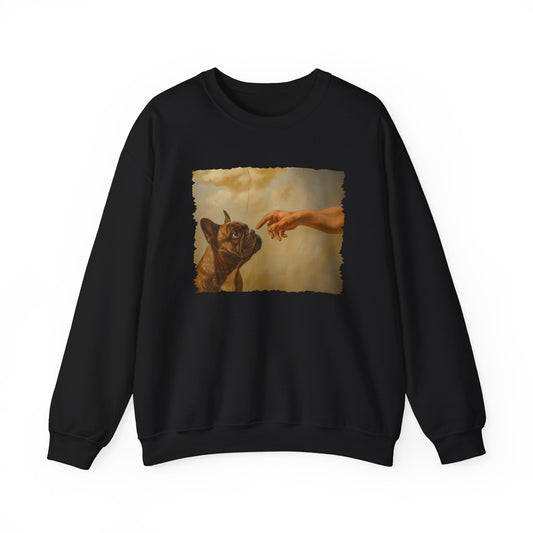 God Creates French Bulldog Crewneck Sweatshirt Black