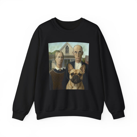Frenchie American Gothic Crewneck Sweatshirt Black