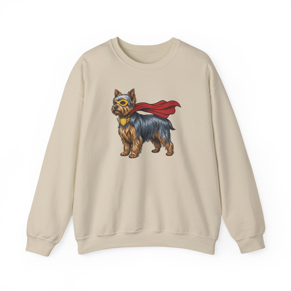 Yorkshire Terrier Superhero Crewneck Sweatshirt Sand