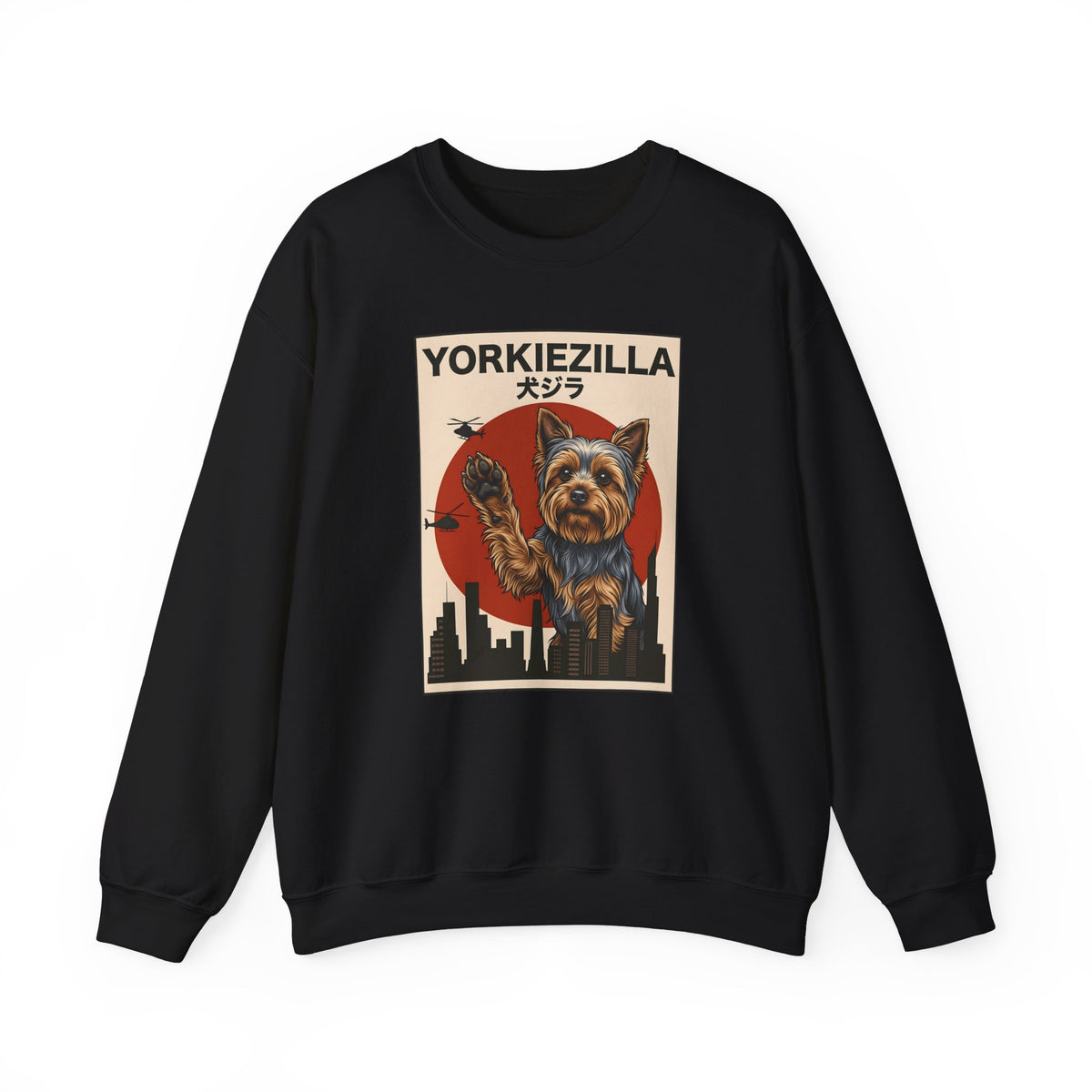 Yorkshire Terrier Yorkiezilla Crewneck Sweatshirt Black