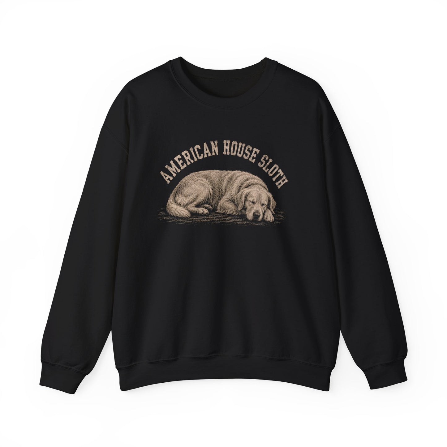 Golden Retriever Sloth Crewneck Sweatshirt Black