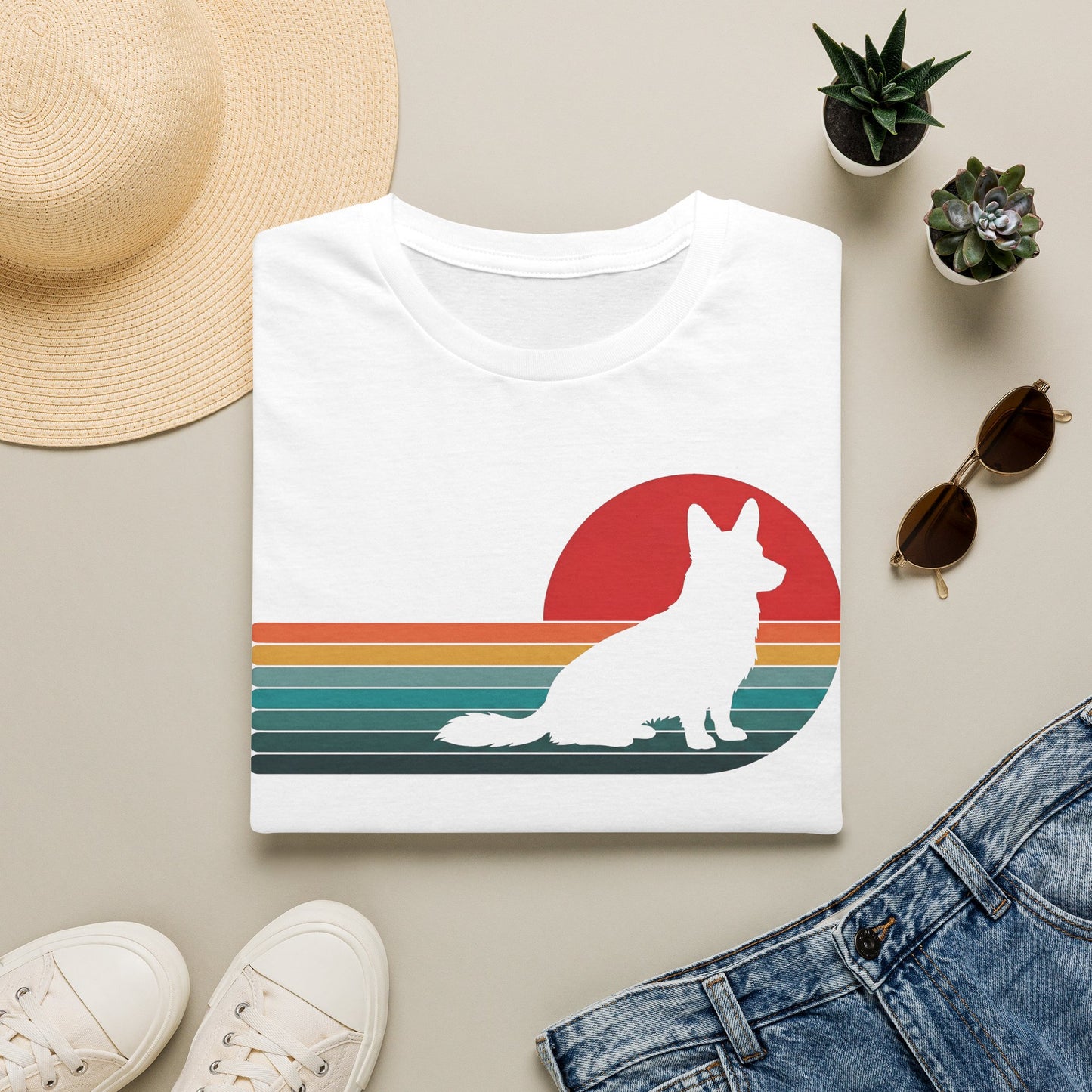 Cardigan Welsh Corgi Retro Sunset