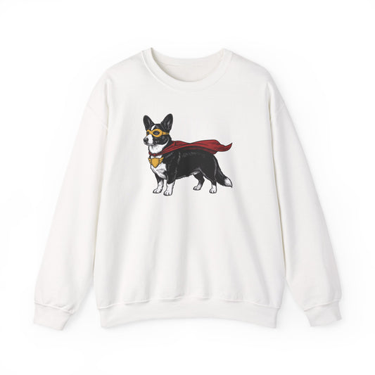 Cardigan Welsh Corgi Black And White Superhero Crewneck Sweatshirt