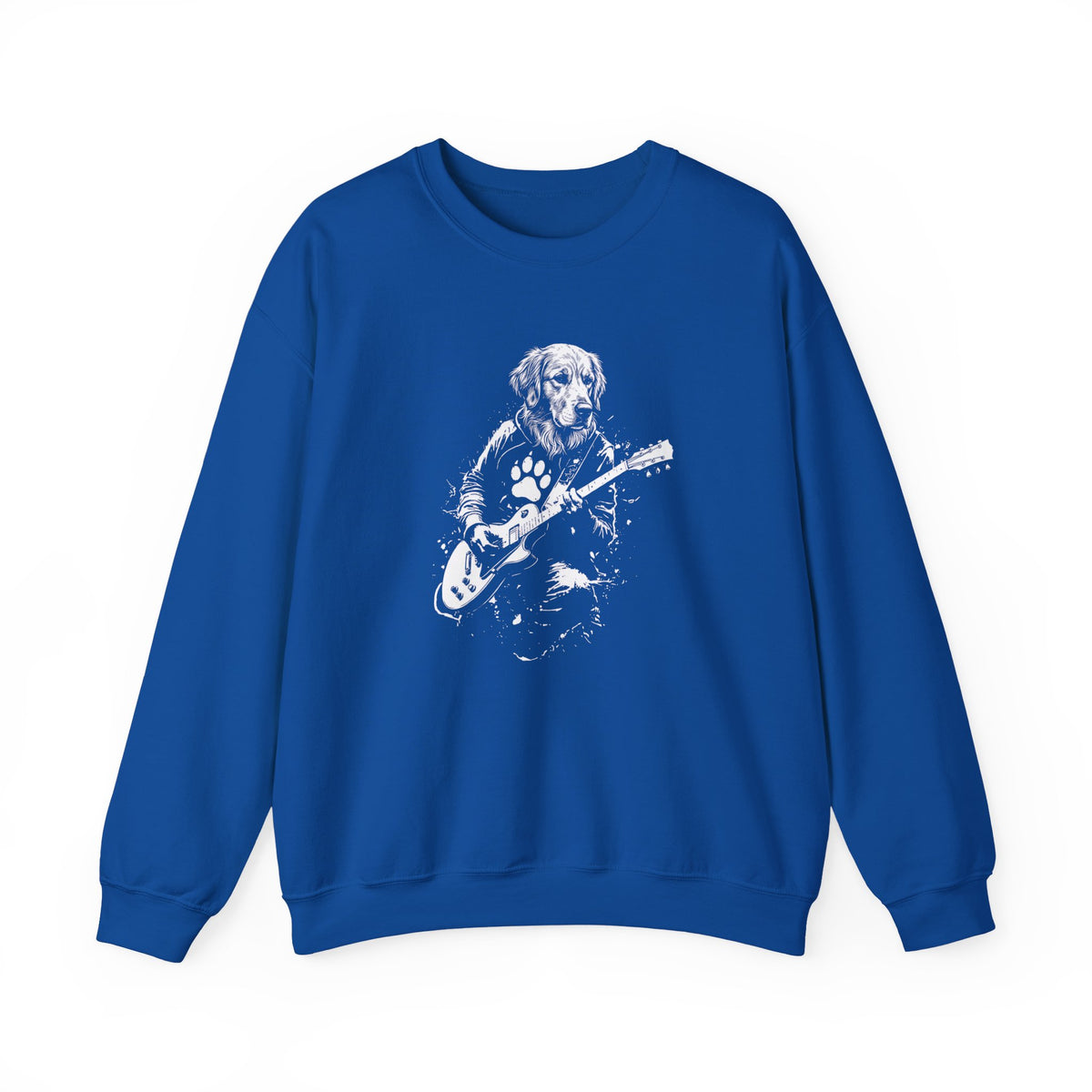 Golden Retriever Guitar Crewneck Sweatshirt Royal